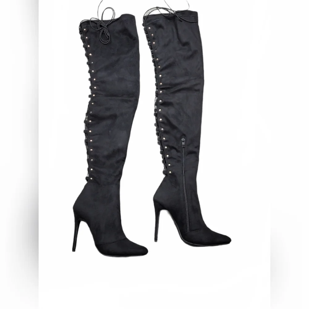Lace‎ Up Over Knee Thigh High Boot Stiletto Heel